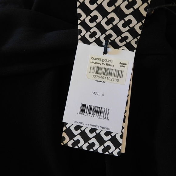 NWT!! DVF Diane Von Furstenberg Black Crepe Embellished Bella Faux Wrap Dress 4 - Picture 12 of 16